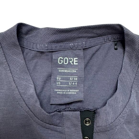 GORE WEAR Womens Merino Western Shirt Charcoal Black Stripe Sz Small 4-6 Henley - Picture 7 of 10